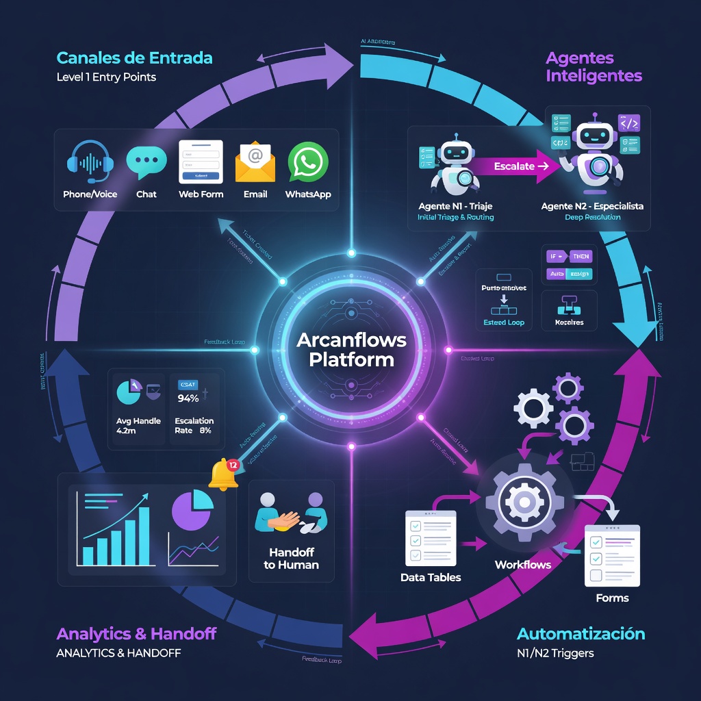 Caso de Uso: Soporte Técnico End-to-End con Arcanflows™ — Wind Consulting SA de CV